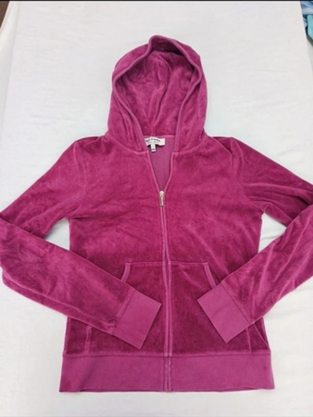 Y2K Juicy Couture Velour Rhinestone Scottie Dog Zip Hoodie Pink Medium